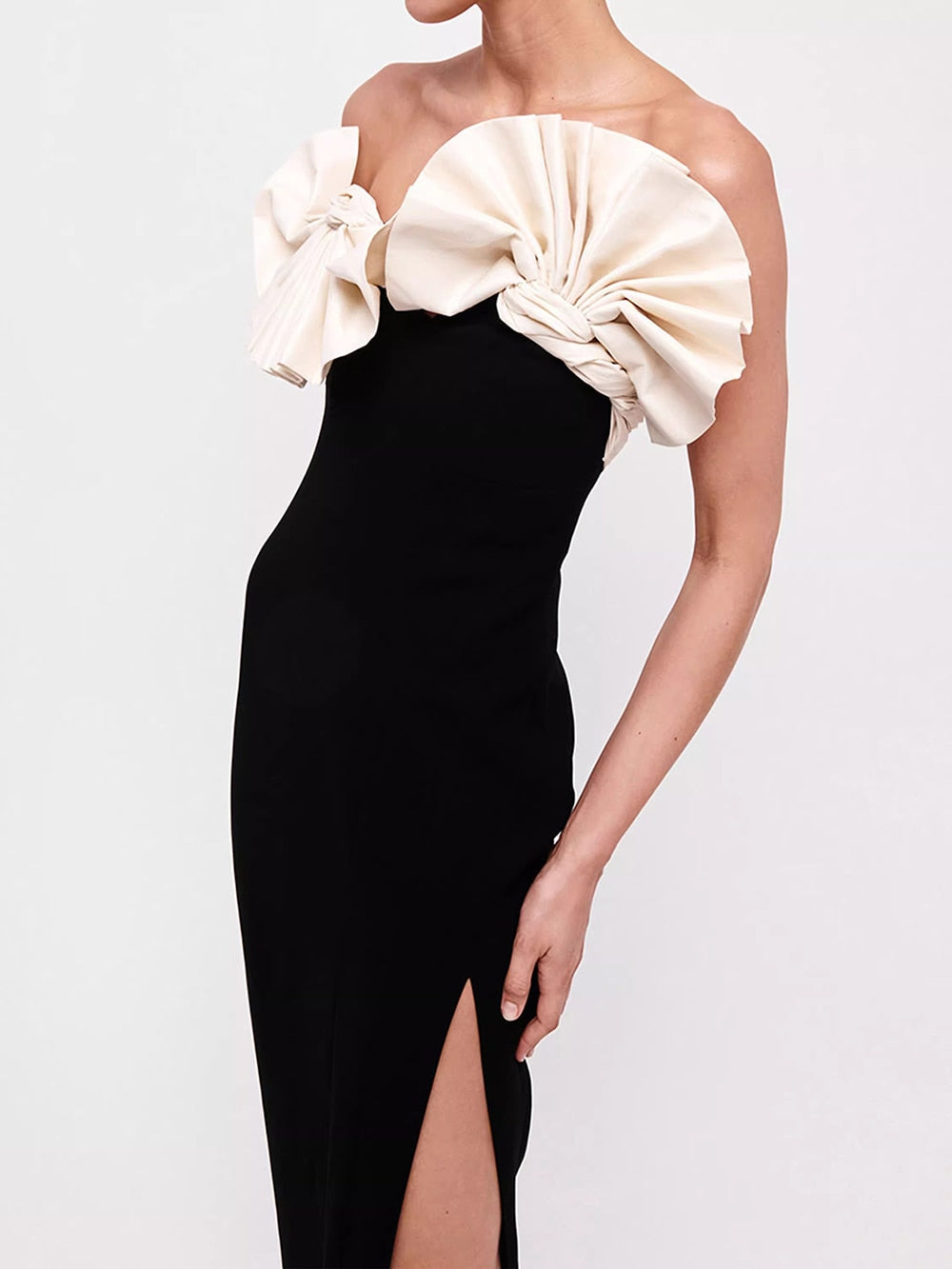 Elegant Folding fan Patchwork Bodycon Dress