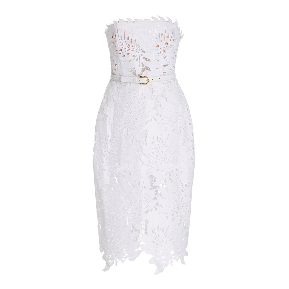 Lace Sleeveless White Midi Dress