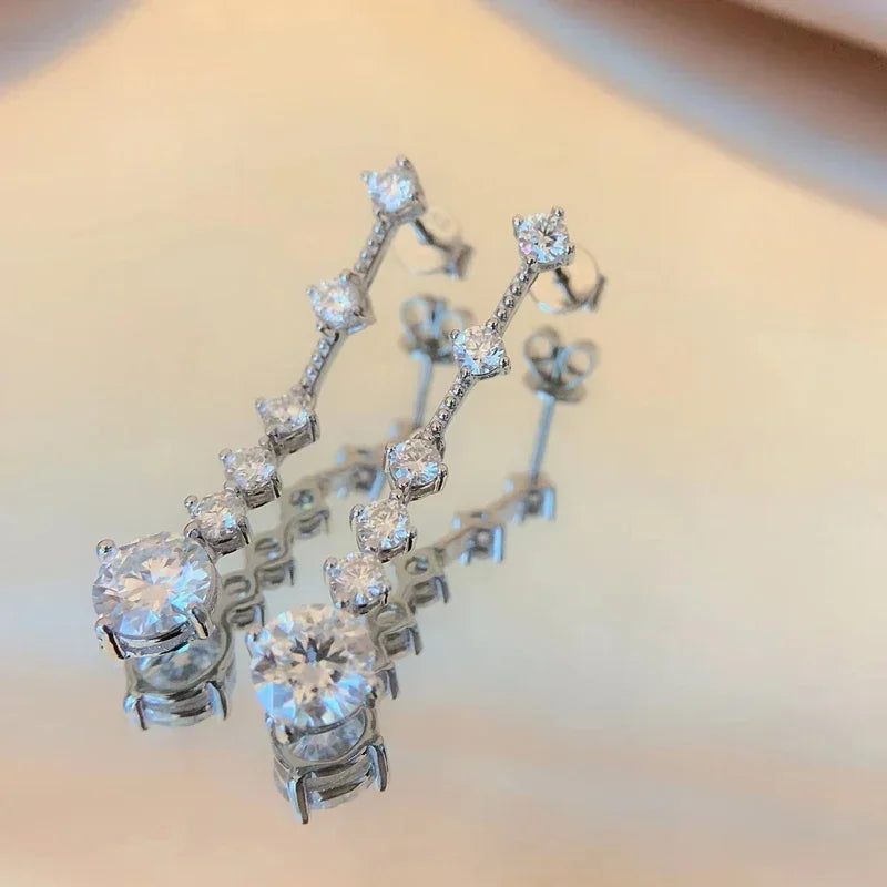 Moissanite Dangle Earrings D Color VVS1 Diamond 925 Sterling Silver