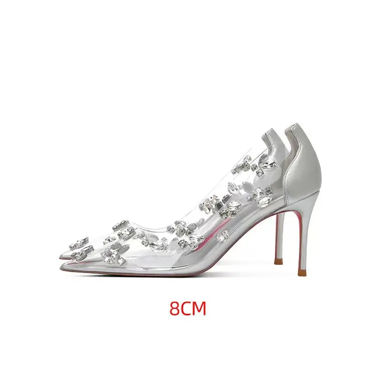 Silver Transparent Rhinestone Shoe