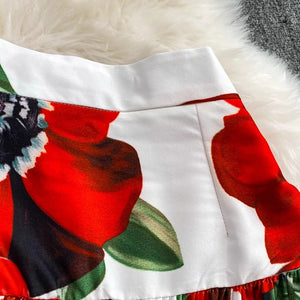 Runway Designer Floral Print Sexy 2 Piece