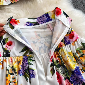 Runway Designer Floral Print Sexy 2 Piece