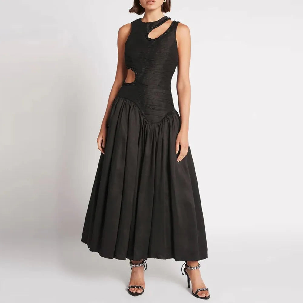 Print Slim Pleated Dress