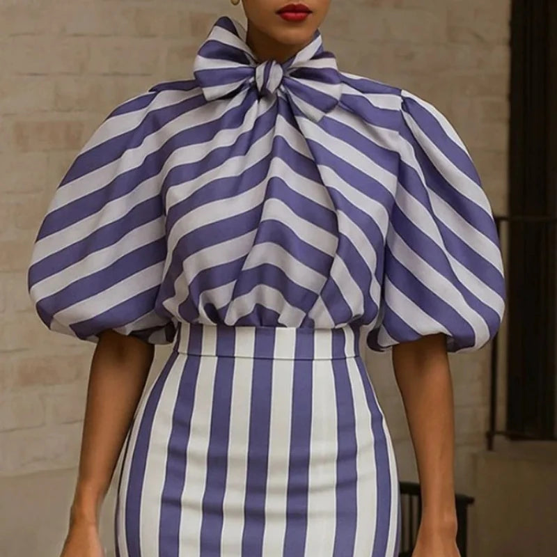 Beautyblue Blue Striped Shirts