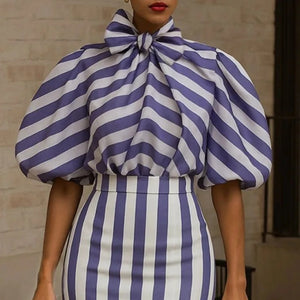 Beautyblue Blue Striped Shirts