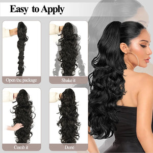 Synthetic 28inch Long Claw On Clip Ponytail Hair
