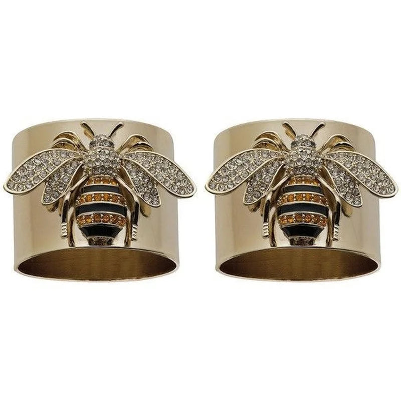 Exquisite Luxury Gold Colors Carved Bee Rings