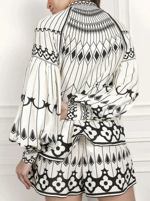 Colorblock Printing Two Piece Set