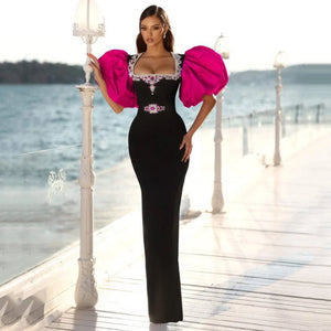 Women Elegant Puff Sleeve Bandage Dress
