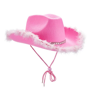 Western Style Cowboy Hat with Feather Accents