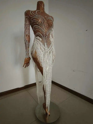 Sparkly Rhinestones Sequins Fringes Dress
