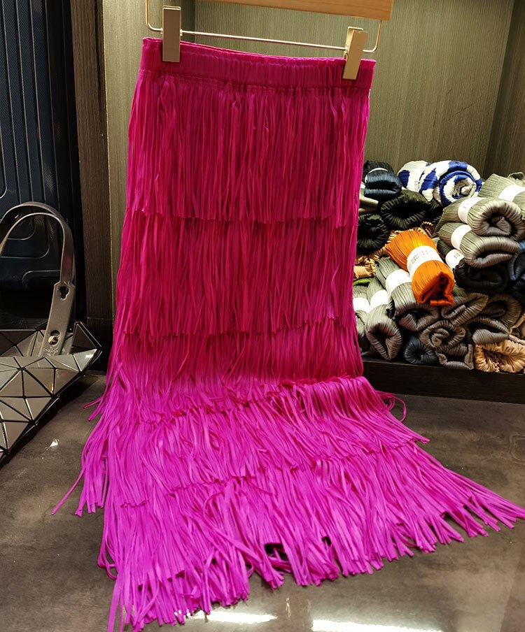 Miyake High-end Pleated Fringed Patchwork Vintage Skirt