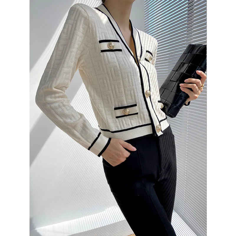 Special Jacquard Craft Knit Cardigan Jacket