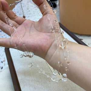 Clear Dewdrop Crystal Beaded Suspended Beads Necklace