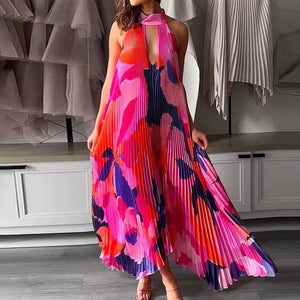 Pleat Draped Irregular Long Dress