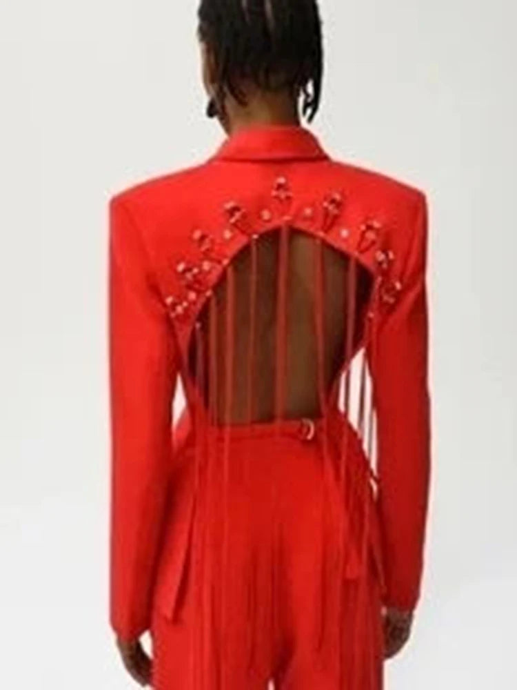 Patchwork Diamonds Backless Blazer