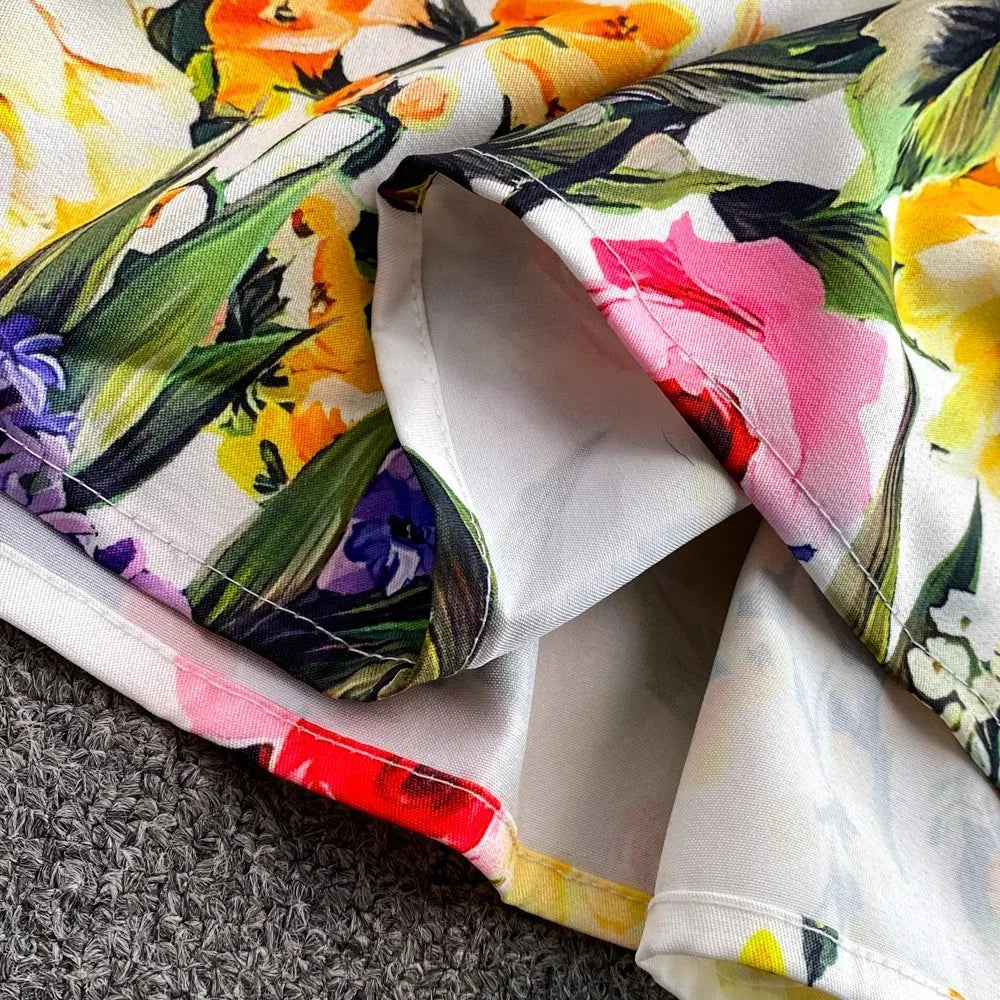 Runway Designer Floral Print Sexy 2 Piece
