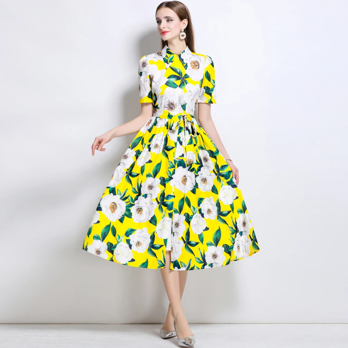 Flower Print Midi Dress