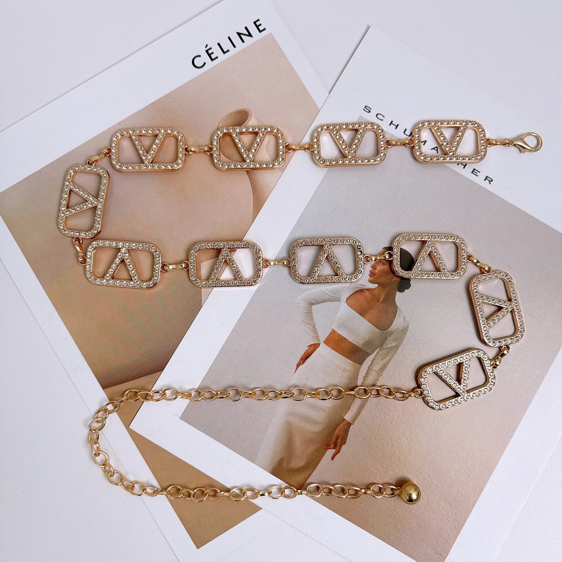 Design Adjustable Durable Retro Waist Chain Gold/Silver Carved Chain Belt