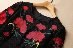 Runway Vintage Flower Embroidery Long Dresses