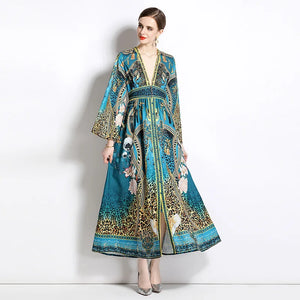 Designer Blue Floral Printed Dress