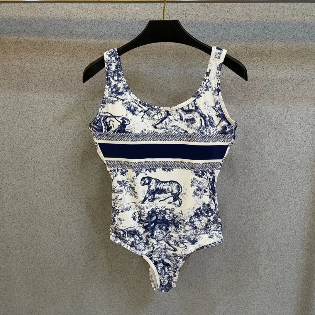 Retro Pattern Printed Personalized Swimsuit