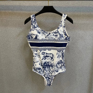 Retro Pattern Printed Personalized Swimsuit