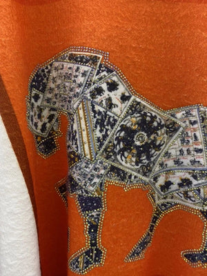 Rhinestone Horse Luxury Design Knit Sweater