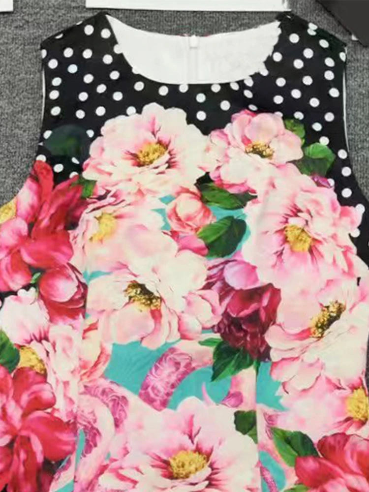 Flower Polka-Dot Printing Dress