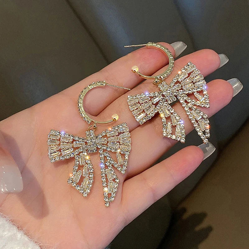 Bow Pendant Gold Plated Earrings