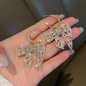 Bow Pendant Gold Plated Earrings