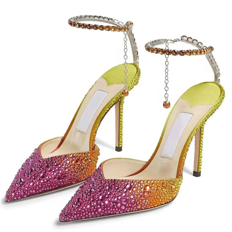 New Design Crystal Camouflage Buckle Strap Shoes