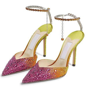 New Design Crystal Camouflage Buckle Strap Shoes