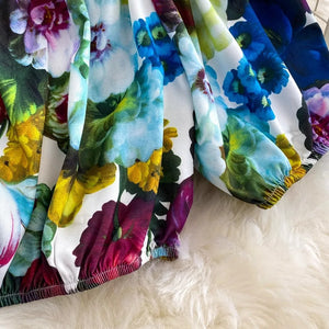 Runway Designer Floral Print Sexy 2 Piece