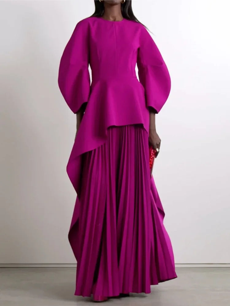 Fuchsia Wedding Banquet Maxi Dresses