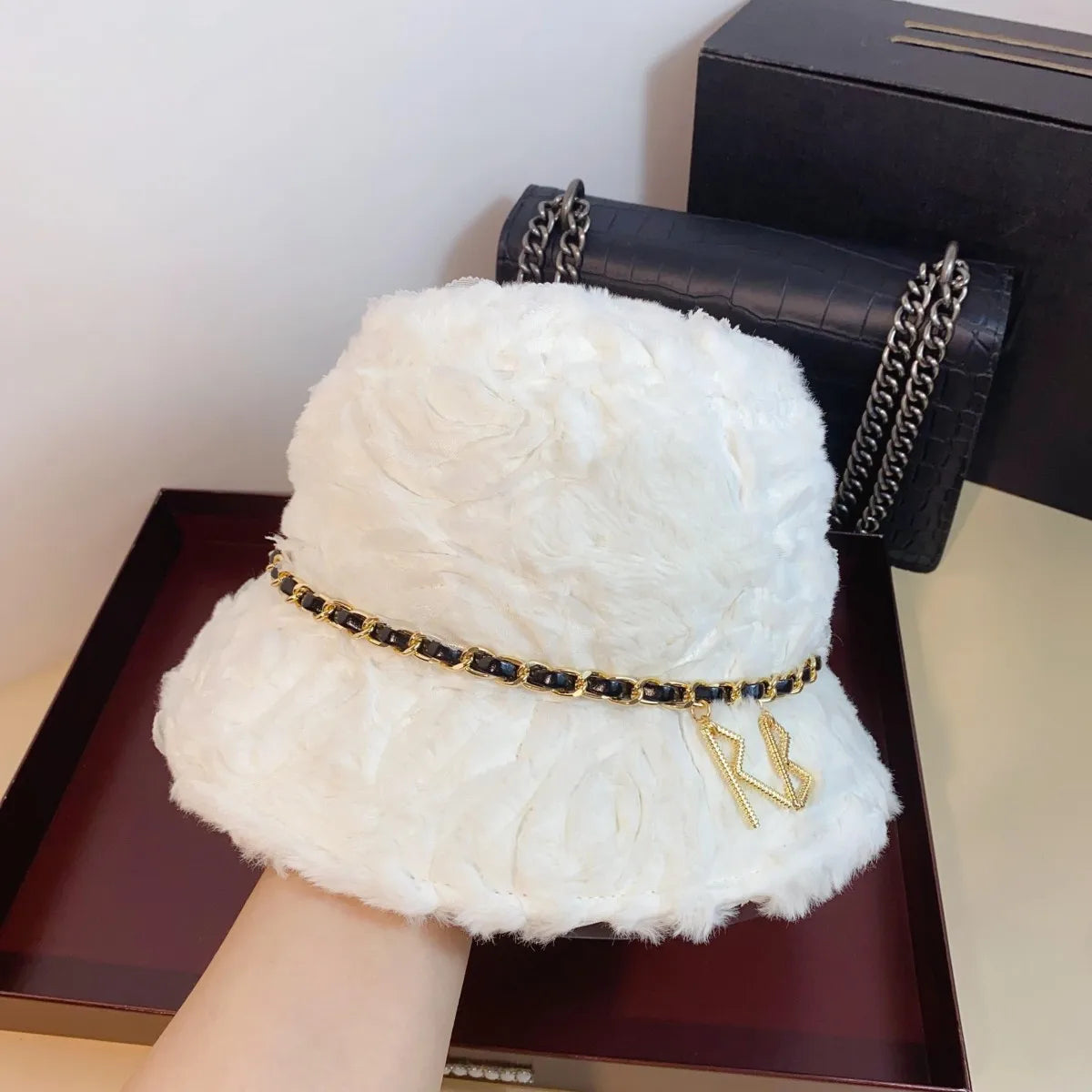 Luxurious and Fragrant RB Lamb Fleece Rose Fisherman's Hat