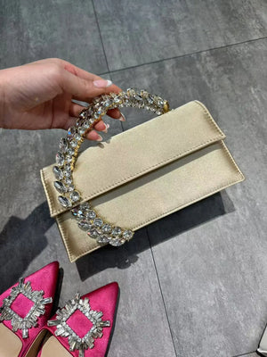Luxury Satin Metal Handheld Women Handbag