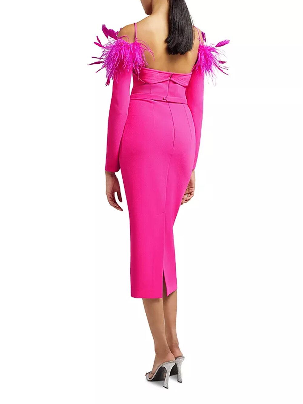 Off Shoulder Rose Red Feather Bodycon Bandage Dress