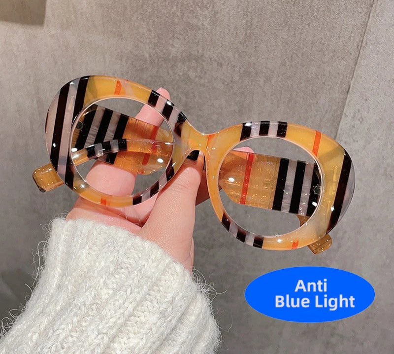 Retro Stripe Yellow Anti Blue Light Glasses