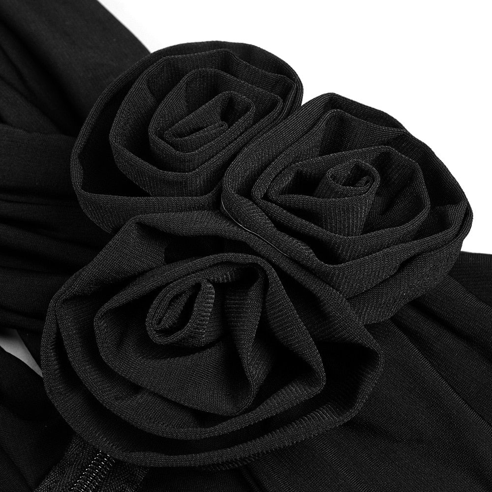 Rose Flower Crop Top Off Shoulder Sleeveless & Pants