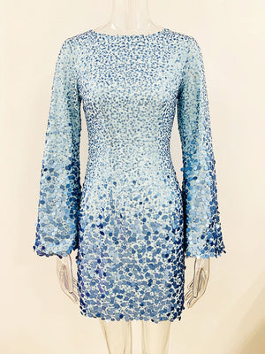 Sky Blue Glitter Sequins Dress