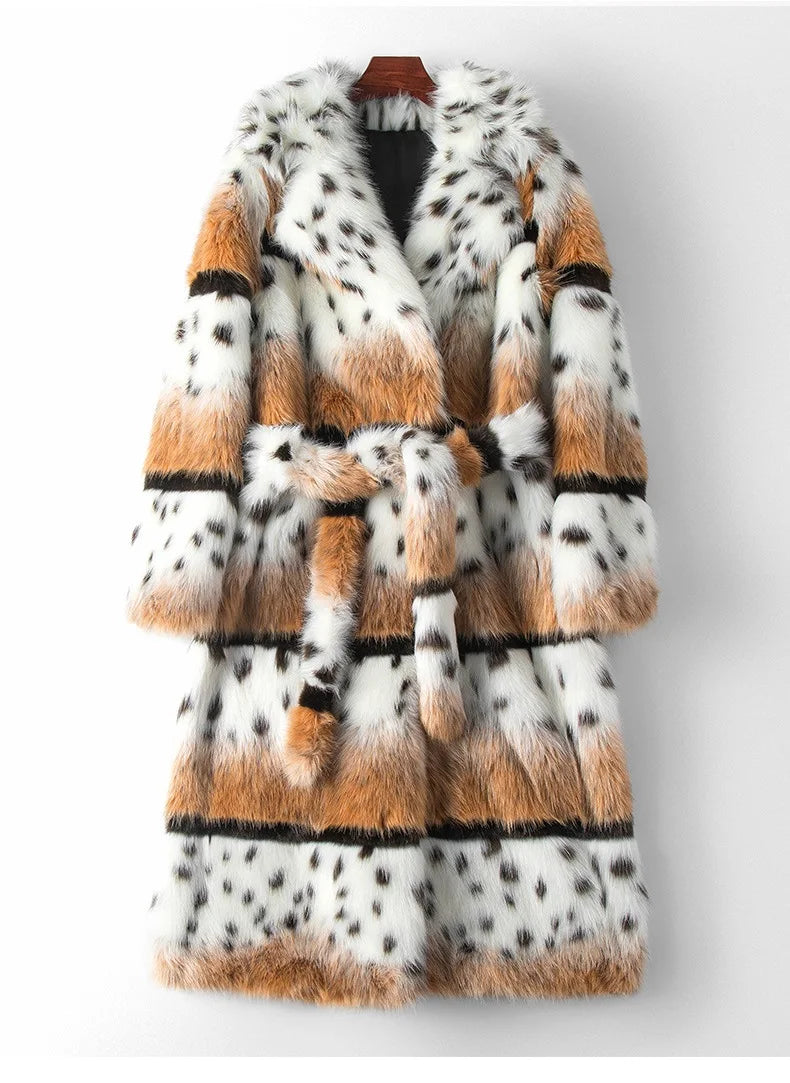Thick Warm Leopard Faux Fur Long Coat