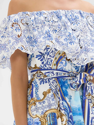 Chic Spliced Hollow Out Printed Mini Dress