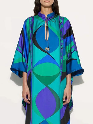 Early Autumn Pattern Printed Party Dress