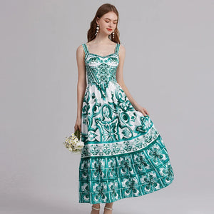 Purple Porcelain Summer Floral Maxi Dress