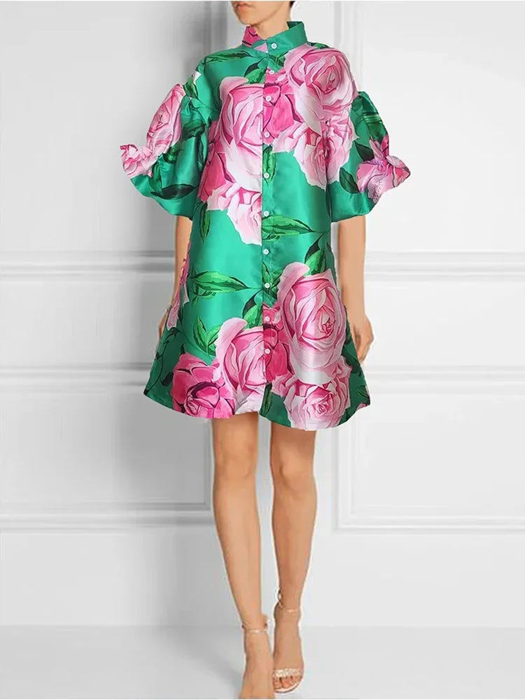 Elegant Contrasting Print Dress