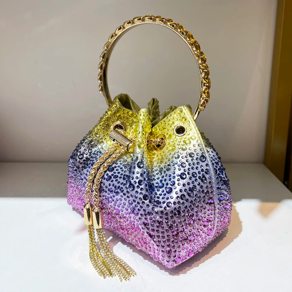 Handle Rhinestones Evening clutch Bag