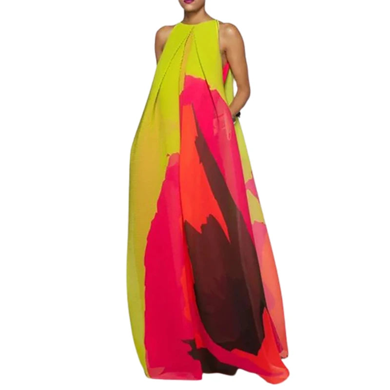 Multi-Colored Printed Evening Maxi Dresses