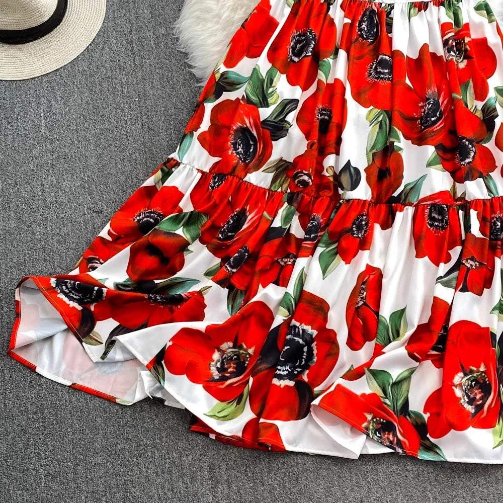 Runway Designer Floral Print Sexy 2 Piece