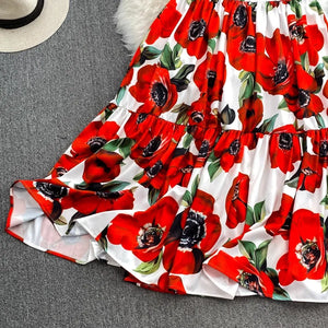 Runway Designer Floral Print Sexy 2 Piece
